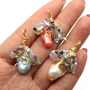 Handmade mushroom pendants with natural shells and resin charms for DIY jewelry making