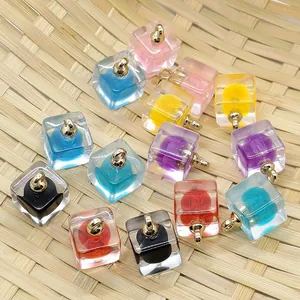 Ciondoli a cubo in acrilico 12x18mm con sfere interne e ganci dorati per gioielli fai da te