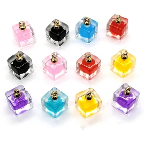 Pendenti a cubetto in acrilico 12x18mm con anelli dorati per creazione gioielli DIY