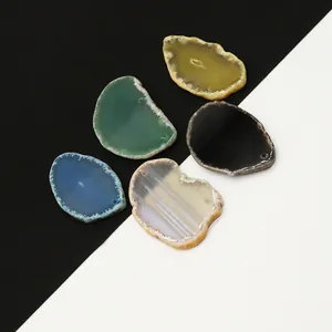Ciondolo in Pietra Naturale di Agata Fetta Irregolare Lucidata Forata Charms per Creazione di Gioielli Fai da Te Accessori