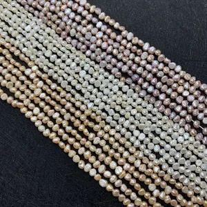 Natural 4-6mm baroque freshwater pearl strands in white, pink, and lilac tones