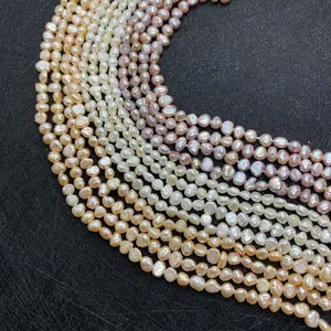 Macro shot of natural freshwater pearls in champagne, white and pink purple shades