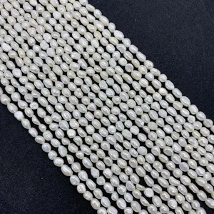 Cuentas Sueltas de Perlas de Agua Dulce Naturales Pulidas Lisas Blancas Barrocas Para Fabricación de Joyas DIY Collares Pulseras Accesorios