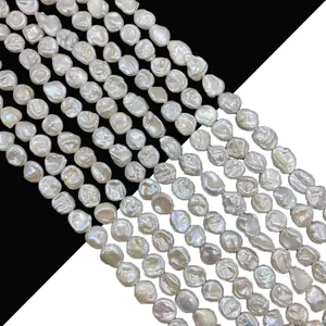 Süßwasserperles de Culture d'Eau Douce Baroques Naturelles Irrégulières Blanches en Vrac pour Création de Bijoux DIY Colliers 9-10mm