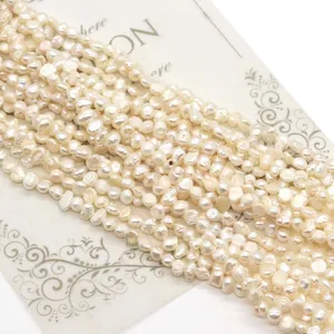 Sartas de perlas barrocas naturales de agua dulce blancas para joyería DIY