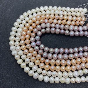 Natural freshwater pearl strands in white pink and purple colors for DIY jewelry making