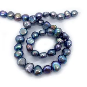 Irregular baroque freshwater pearls with peacock green luster for DIY jewelry making