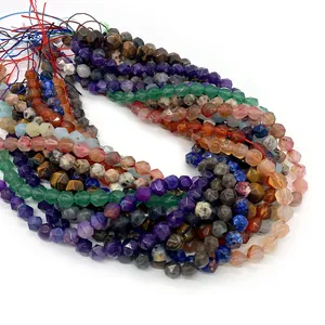 Mixed faceted natural stone beads for DIY jewelry making in various colors and sizes