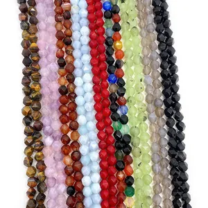 Faceted natural stone beads including lapis and rose quartz for DIY jewelry making