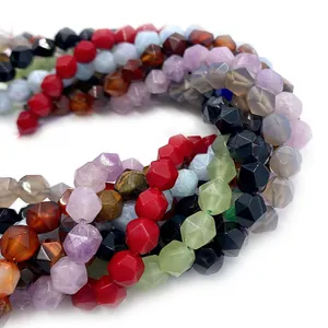 Faceted natural gemstone beads 6-10mm including opal and rose quartz for DIY jewelry making