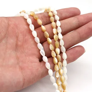 Natürliche Tropfenmuschelperlen in Weiß und Gold für DIY-Schmuck und Bastelarbeiten