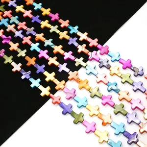 Multicolor Natural Freshwater Shell Cross Shape Loose Beads For DIY Handmade Necklace Bracelet Jewelry Making Accessories