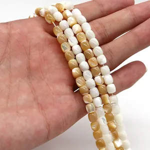 Natürliche Perlmuttschalen-Fassperlen in Creme und Karamell für DIY-Schmuckherstellung