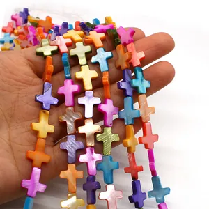 Colorful natural freshwater shell cross beads for DIY jewelry necklaces and bracelets