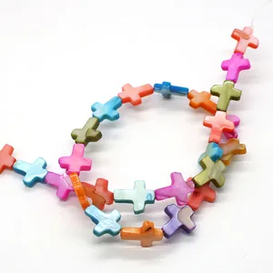 Mixed color freshwater shell cross beads for DIY handmade necklace and bracelet jewelry