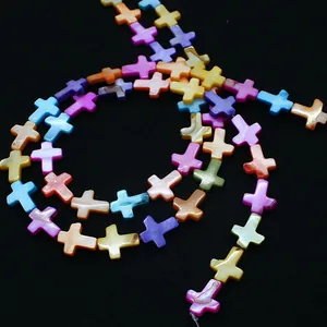 Mixed color freshwater shell cross beads in spiral arrangement for DIY jewelry making