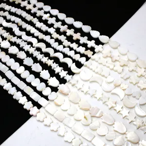 Natürliche weiße Süßwassermuschelperlen in verschiedenen Formen für DIY-Halsketten