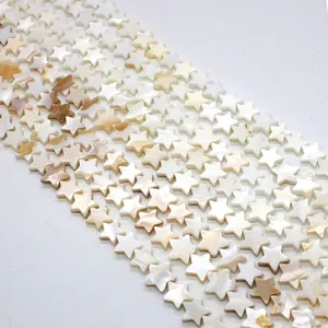 Natural white star-shaped freshwater shell beads with iridescent luster for DIY jewelry
