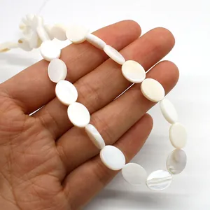 Natürliche weiße ovale Perlmutt-Muschelperlen für DIY-Schmuckherstellung und Halsketten