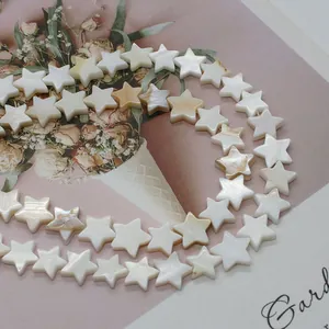 Natural freshwater star-shaped shell beads with pearlescent luster for DIY jewelry making
