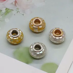 Natürliche Muschel-Mosaikperlen für DIY-Halsketten und Armbänder mit Metallkern