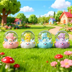 Care Bears crystal ball set with glowing cartoon characters on cute cloud bases