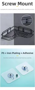 Detail of transparent screw adhesive stickers for mounting iron corner storage shelves