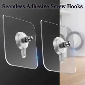 Adhesive Screw Stickers Traceless Wall Hooks Drill-Free Waterproof Plastic Stainless Steel Hangers For Photo Frames Shelves