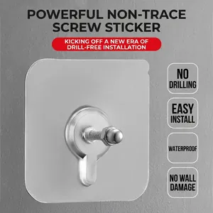 Transparent self-adhesive screw sticker for punch-free wall mounting and shelf installation