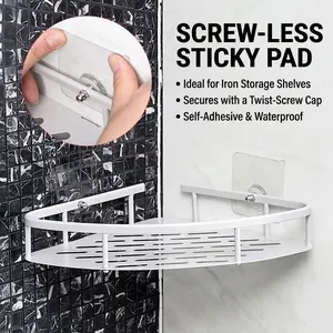 Corner bathroom shelf with strong adhesive screw stickers for punch-free wall installation