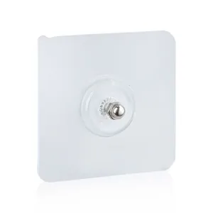 Transparent self-adhesive screw hook with stainless steel bolt for wall mounting shelves