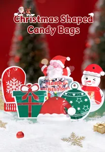 Assorted Christmas shaped gift bags with Santa and Snowman motifs for candy packaging
