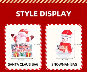 Detailed dimensions for Santa Claus and Snowman shaped Christmas self-sealing gift bags