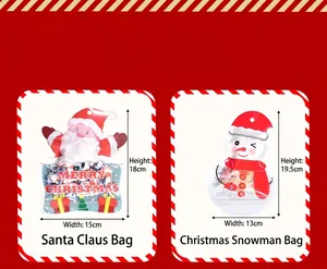 Detailed dimensions for Santa Claus and Snowman shaped Christmas self-sealing gift bags