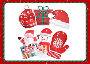 Detail view of various Christmas shaped self-sealing candy bags with festive designs.