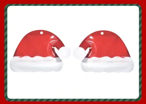 Detail view of Santa hat shaped ziplock bags with red finish and clear window
