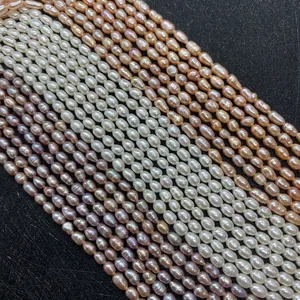 Natural Freshwater Pearl Beads Rice Shape White Purple Orange Loose Beads For DIY Jewelry Making Necklace Bracelet Accessory