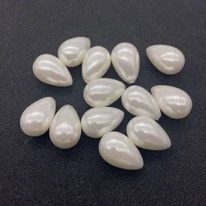 Macro de perles en forme de goutte blanches avec perçage pour la création de bijoux