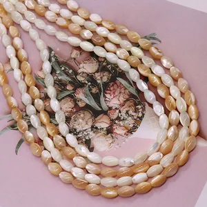 Natürliche weiße Muschelperlen in Reisform für DIY Schmuckherstellung Ketten Armbänder