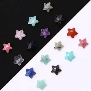 Faceted Natural Stone Star Pendant Only Without Chain Pentagram Gemstone Charm For DIY Jewelry Making Necklace Accessories