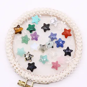 Set of faceted star-shaped natural stones for DIY jewelry in various gemstones