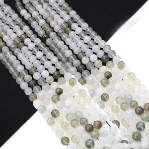 Cuentas Redondas de Piedra Natural Cuarzo Hierba Verde Pulido Cuentas Sueltas Semipreciosas para Creación de Joyas DIY