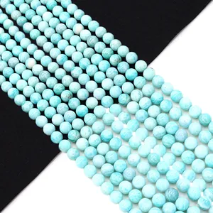Mozambique Natural Amazonite Loose Beads Round Polished Blue Stone For DIY Necklace Bracelet Jewelry Making Accessories