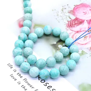 Natural light blue Amazonite round beads strand for DIY necklace and bracelet jewelry making