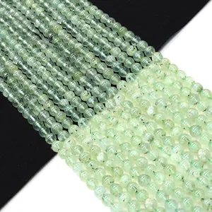 Perles rondes en préhnite naturelle vert clair pour la création de bijoux DIY