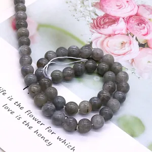 Natürliche graue Labradorit-Rundperlen mit blauem Schimmer für DIY-Schmuck