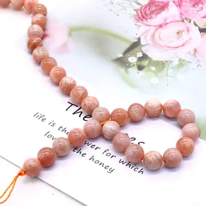 Polished natural sunstone orange moonstone round beads for DIY jewelry making