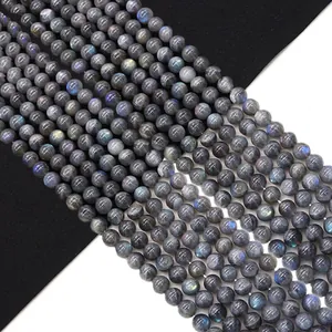 Natural Labradorite Round Loose Beads Grey Flash Polished Gemstone Spacer Beads For DIY Jewelry Making Accessory