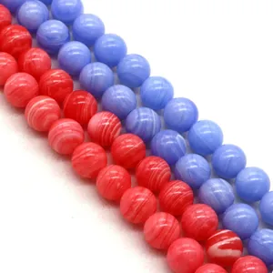 Polished synthetic jade round beads with silk texture for DIY jewelry making