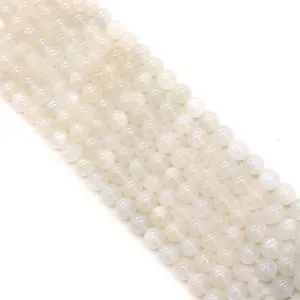 Natural white moonstone round beads for DIY jewelry making necklaces and bracelets